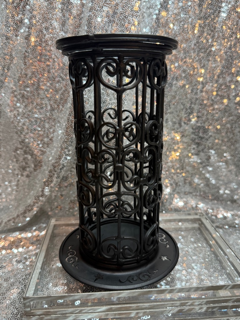 Large vintage metal candle holder